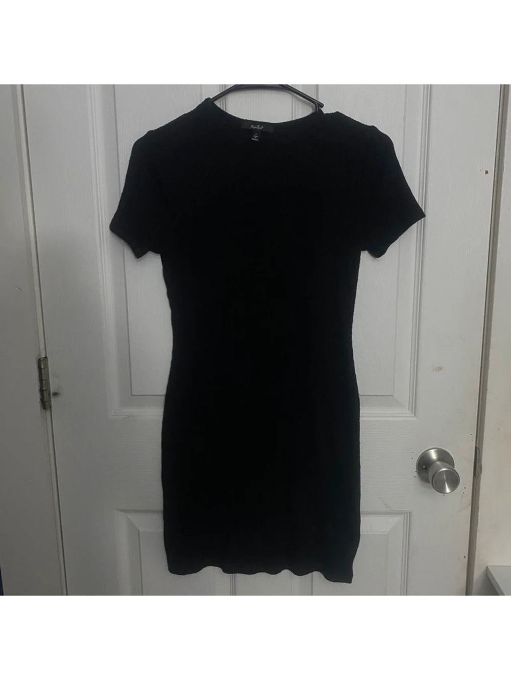 Black bodycon ribbed mini dress womens L